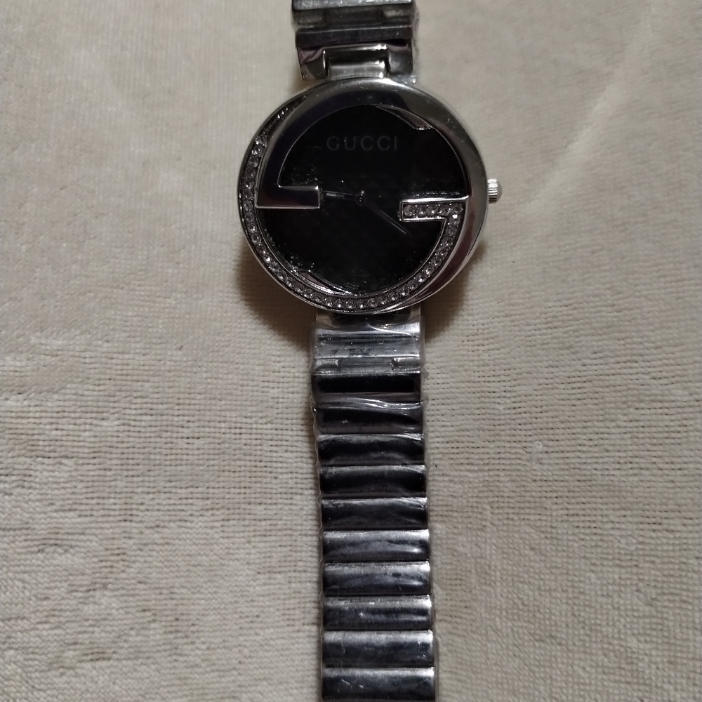 Women's Gucci Watch, Black Bezel, Stones Around Face, Stainless Steel, #1699 #10 - Picture 7 of 16